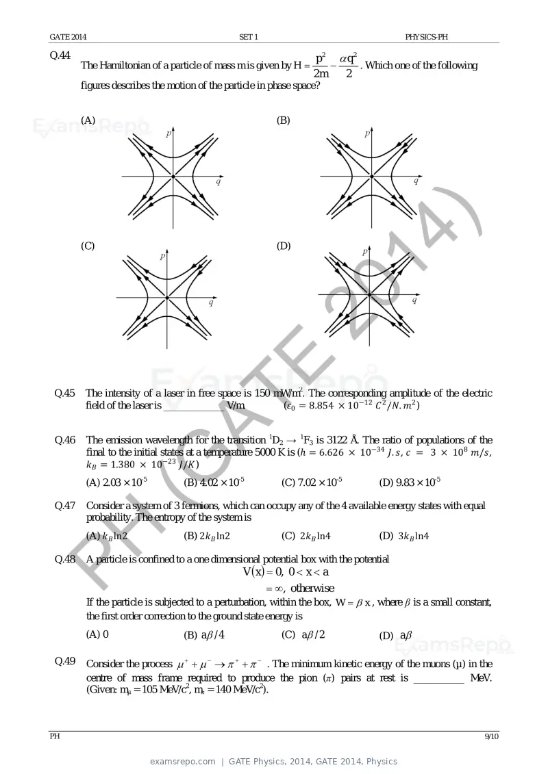 GATE Physics 2014 question paper, GATE 2014, Physics, page 16 of 18