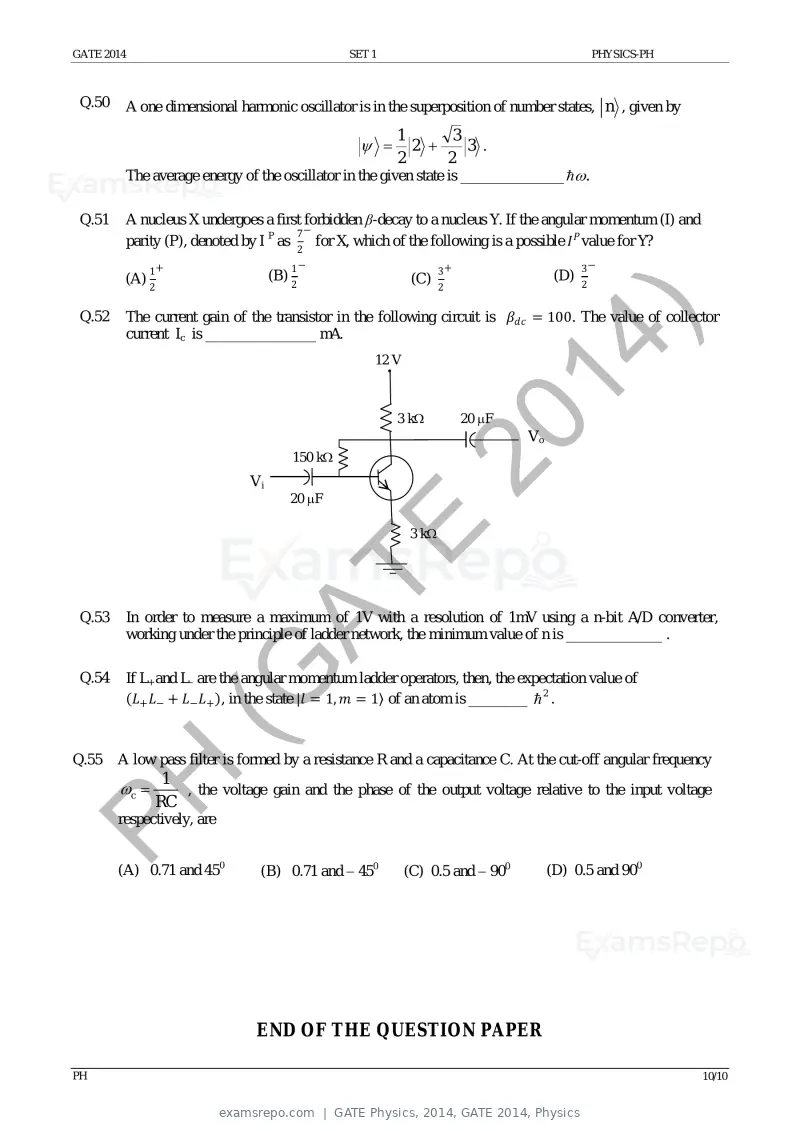 GATE Physics 2014 question paper, GATE 2014, Physics, page 17 of 18