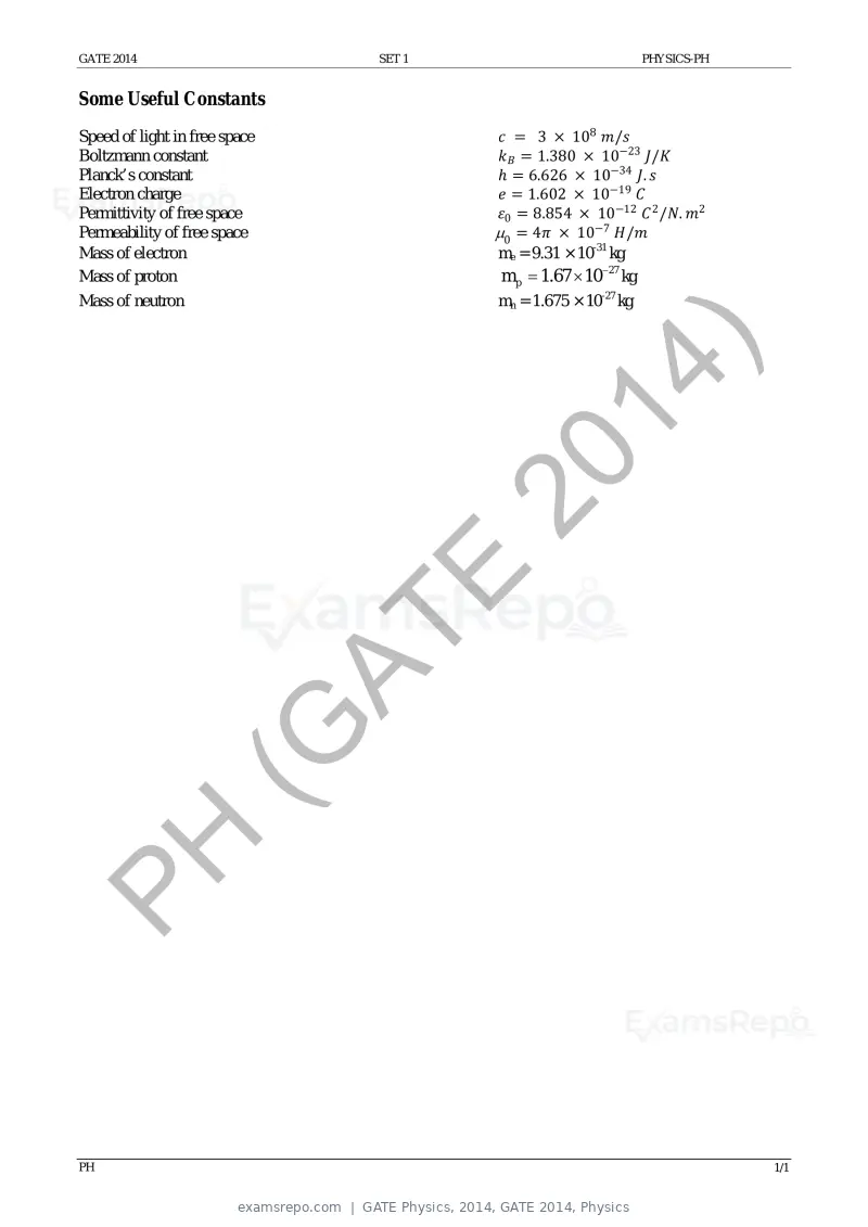GATE Physics 2014 question paper, GATE 2014, Physics, page 7 of 18
