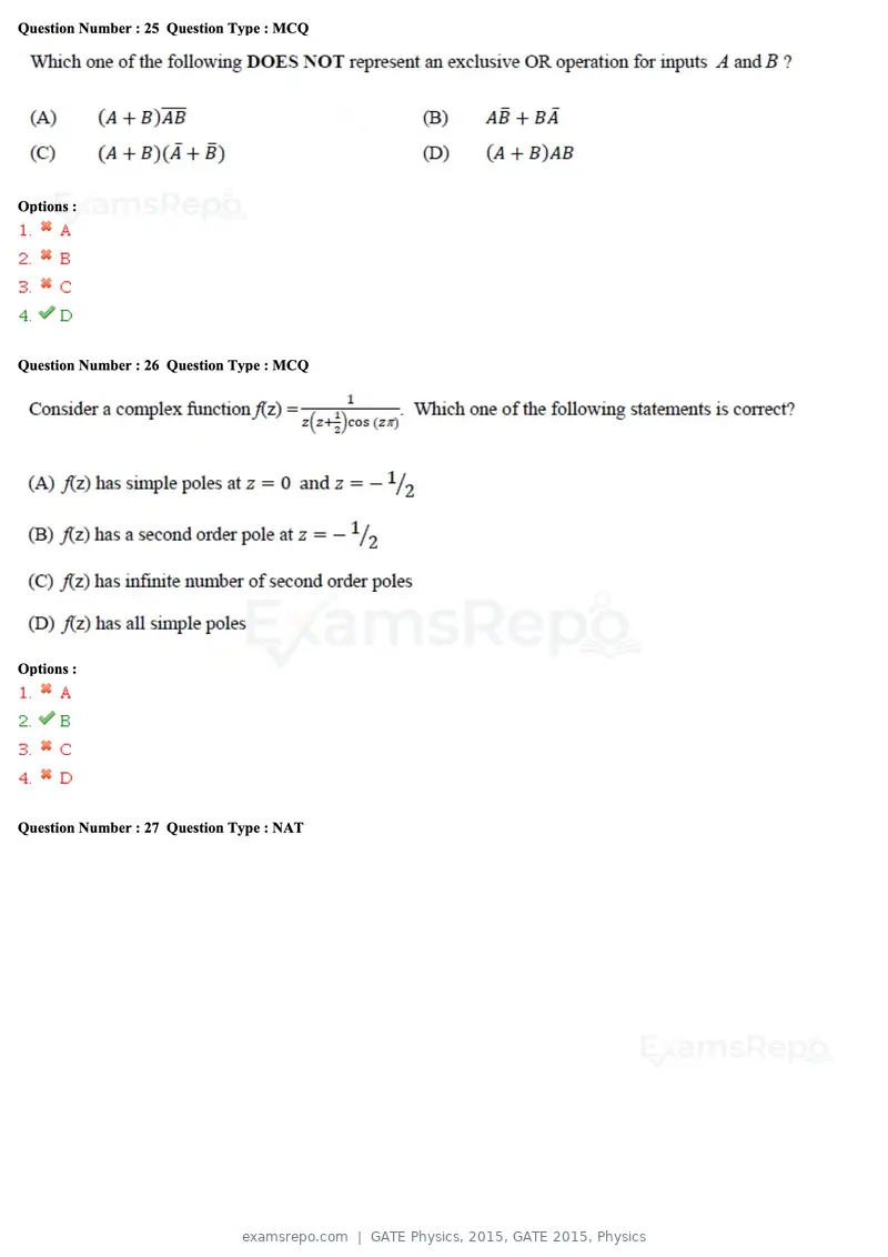 GATE Physics 2015 question paper, GATE 2015, Physics, page 10 of 27