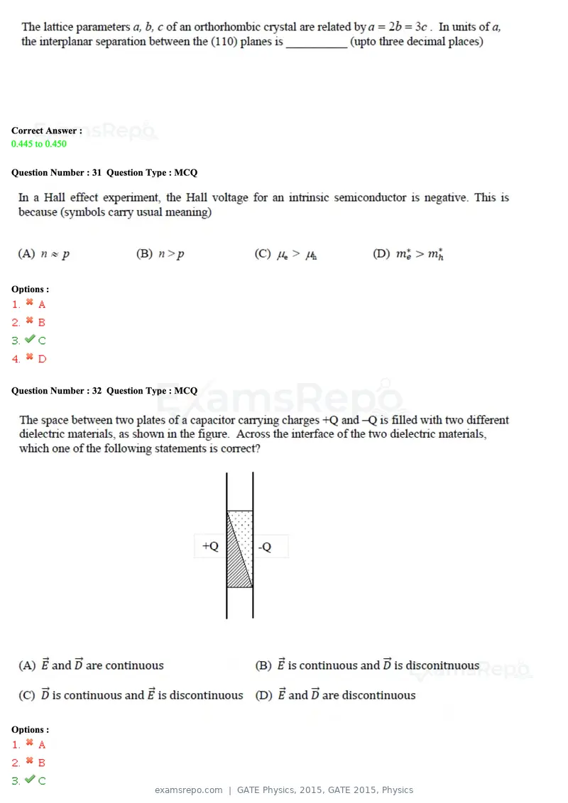 GATE Physics 2015 question paper, GATE 2015, Physics, page 12 of 27