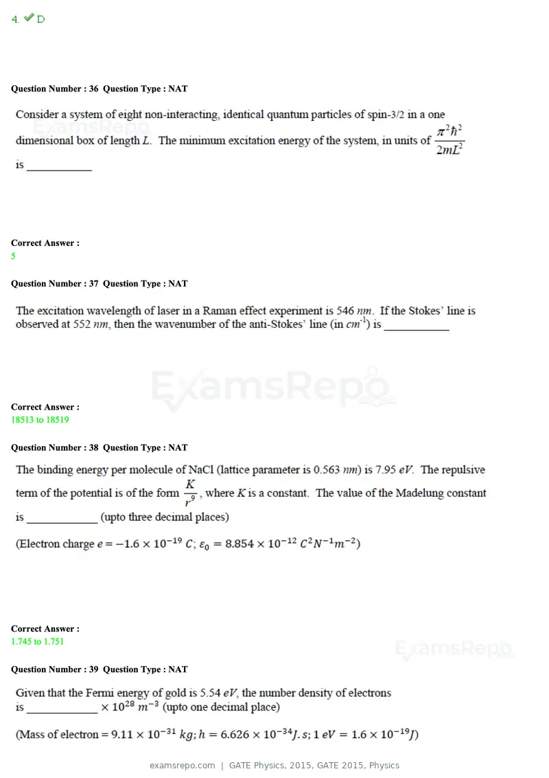 GATE Physics 2015 question paper, GATE 2015, Physics, page 14 of 27