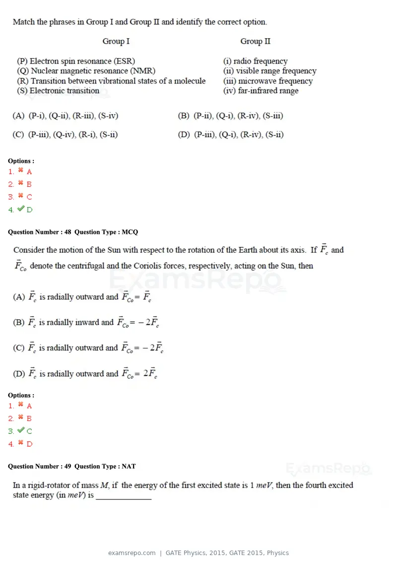 GATE Physics 2015 question paper, GATE 2015, Physics, page 20 of 27