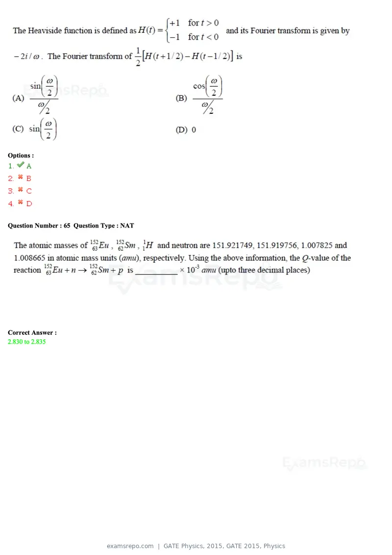 GATE Physics 2015 question paper, GATE 2015, Physics, page 27 of 27