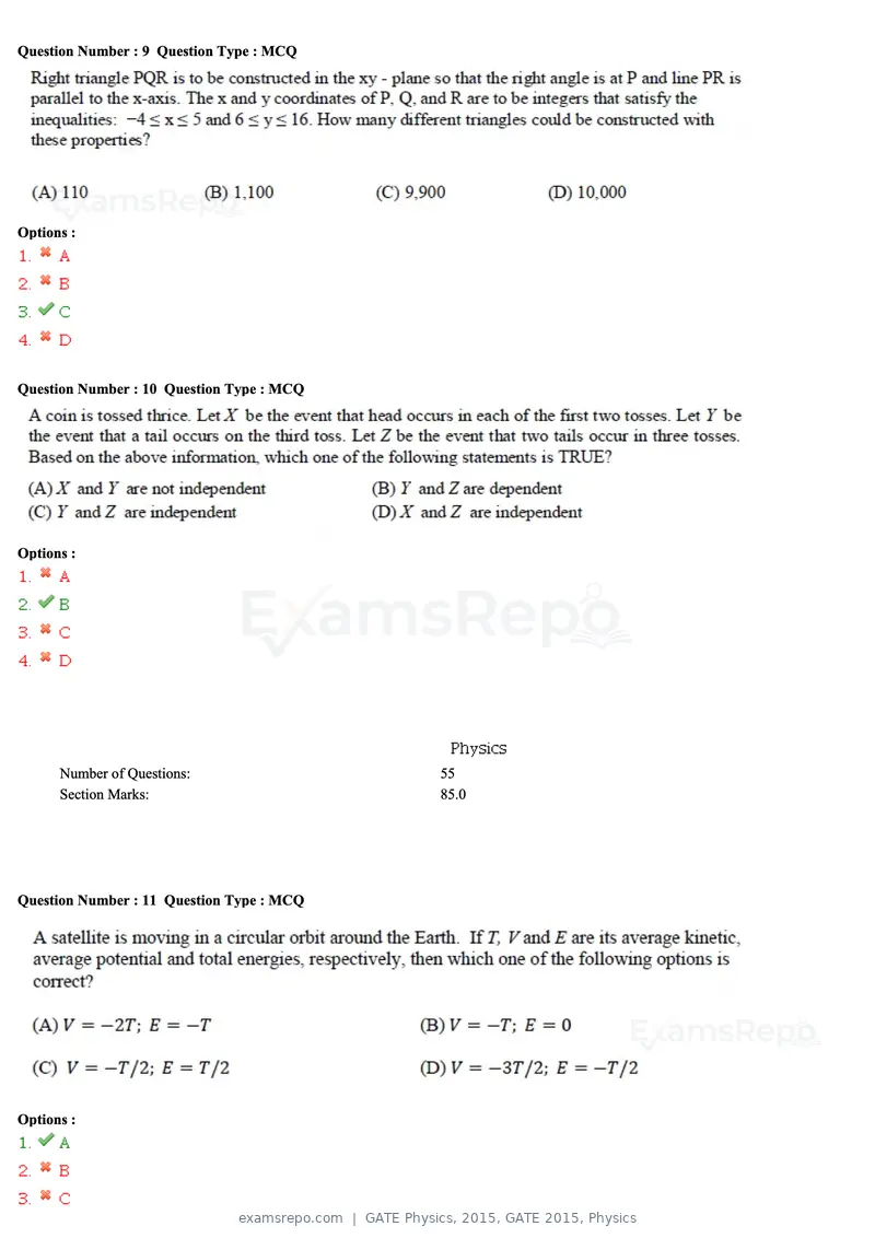 GATE Physics 2015 question paper, GATE 2015, Physics, page 4 of 27