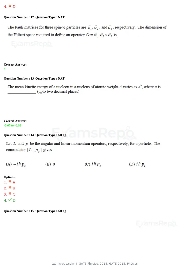 GATE Physics 2015 question paper, GATE 2015, Physics, page 5 of 27