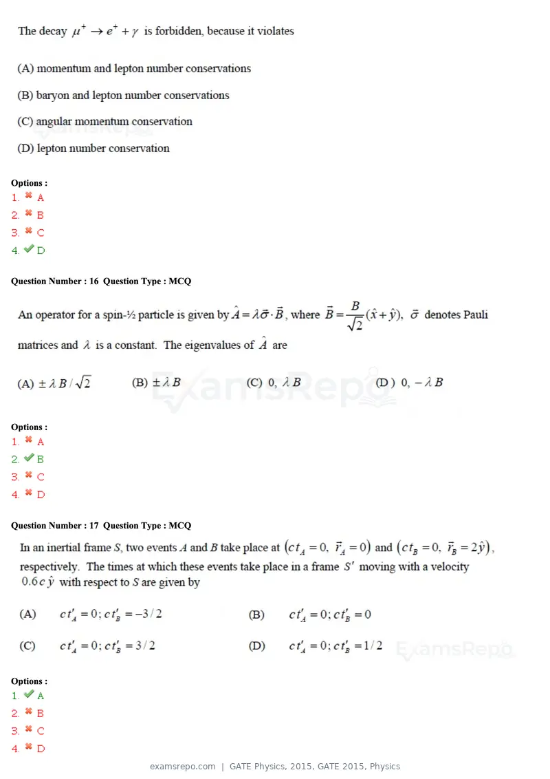 GATE Physics 2015 question paper, GATE 2015, Physics, page 6 of 27