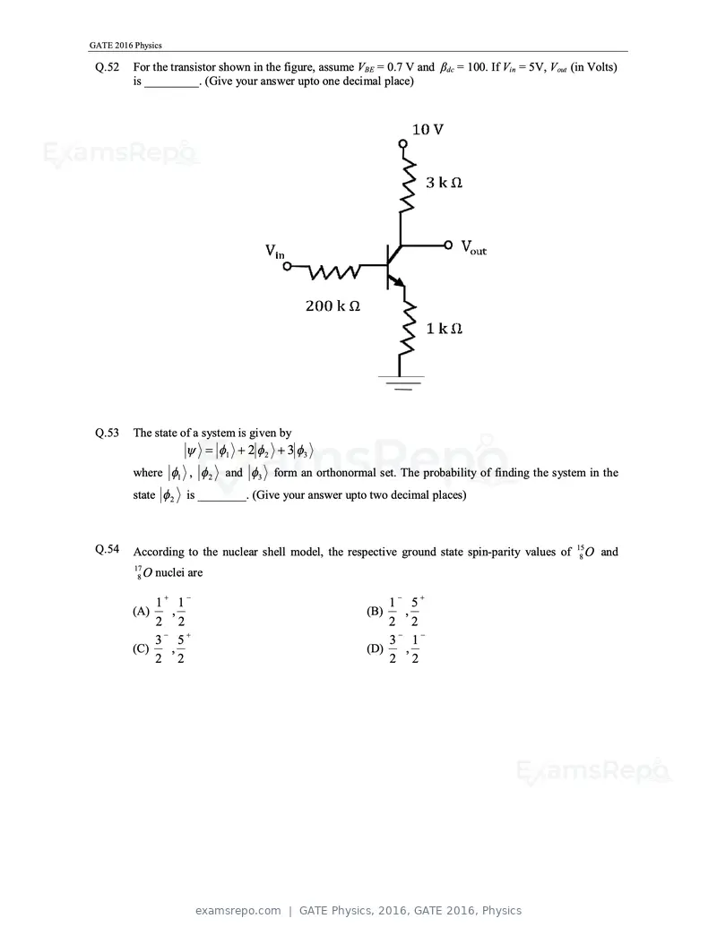 GATE Physics 2016 question paper, GATE 2016, Physics, page 12 of 15