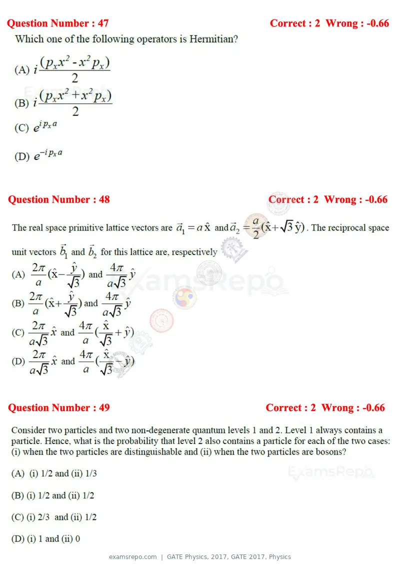GATE Physics 2017 question paper, GATE 2017, Physics, page 13 of 20
