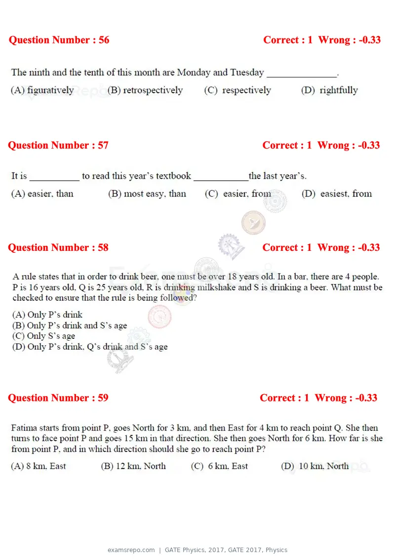 GATE Physics 2017 question paper, GATE 2017, Physics, page 16 of 20