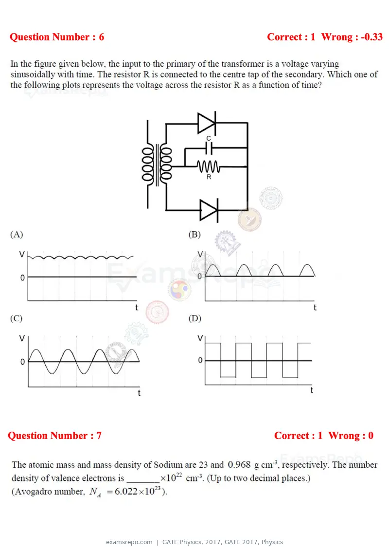 GATE Physics 2017 question paper, GATE 2017, Physics, page 3 of 20