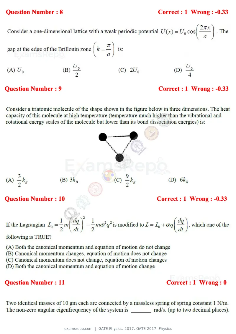 GATE Physics 2017 question paper, GATE 2017, Physics, page 4 of 20