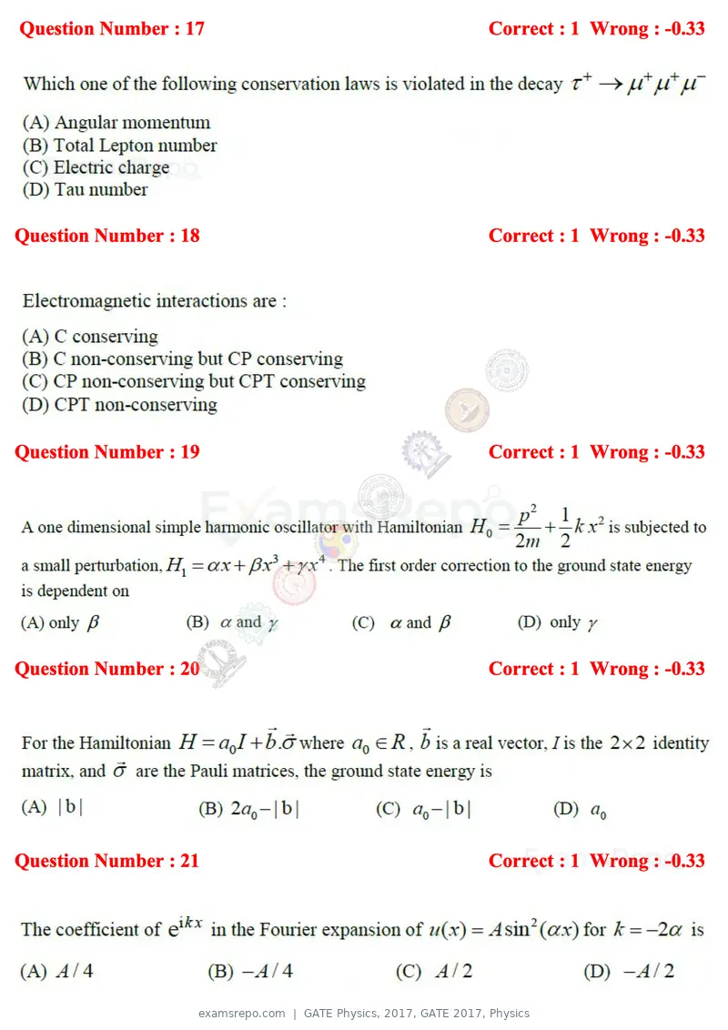 GATE Physics 2017 question paper, GATE 2017, Physics, page 6 of 20