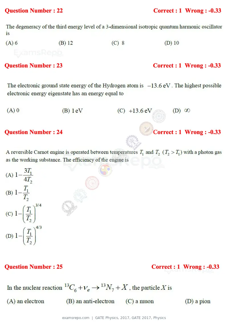 GATE Physics 2017 question paper, GATE 2017, Physics, page 7 of 20