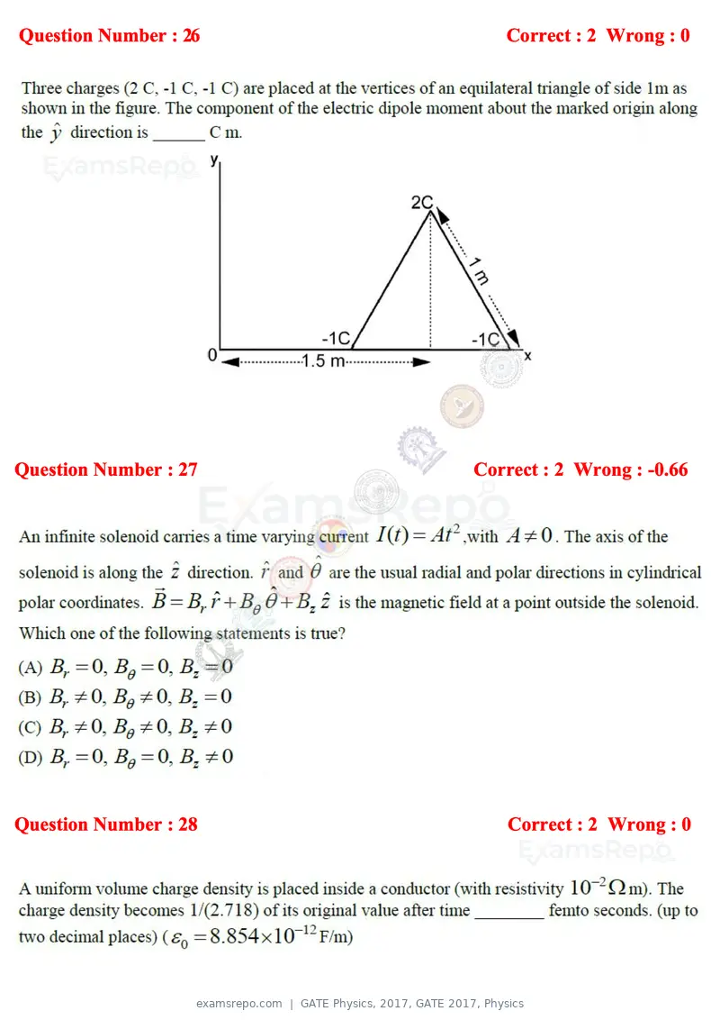 GATE Physics 2017 question paper, GATE 2017, Physics, page 8 of 20