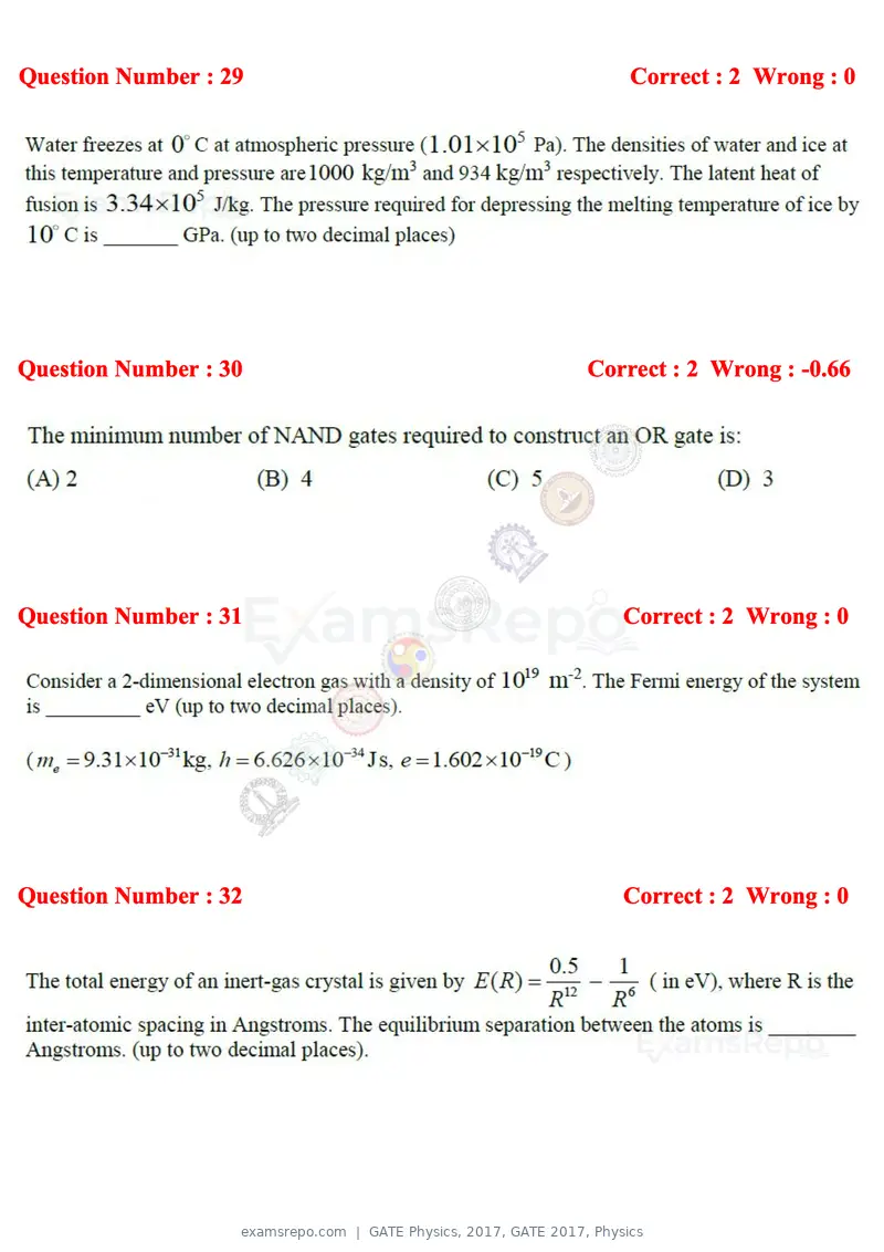 GATE Physics 2017 question paper, GATE 2017, Physics, page 9 of 20