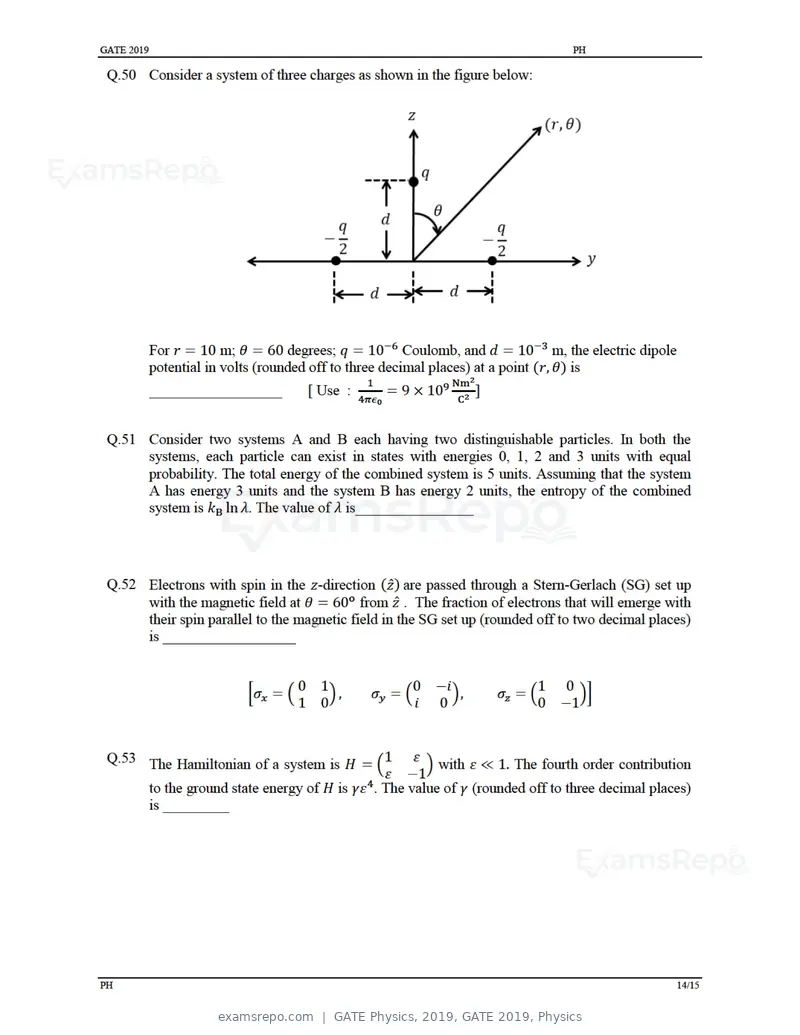 GATE Physics 2019 question paper, GATE 2019, Physics, page 17 of 21