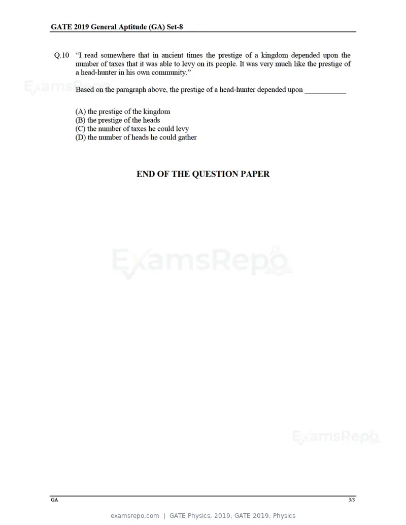 GATE Physics 2019 question paper, GATE 2019, Physics, page 3 of 21