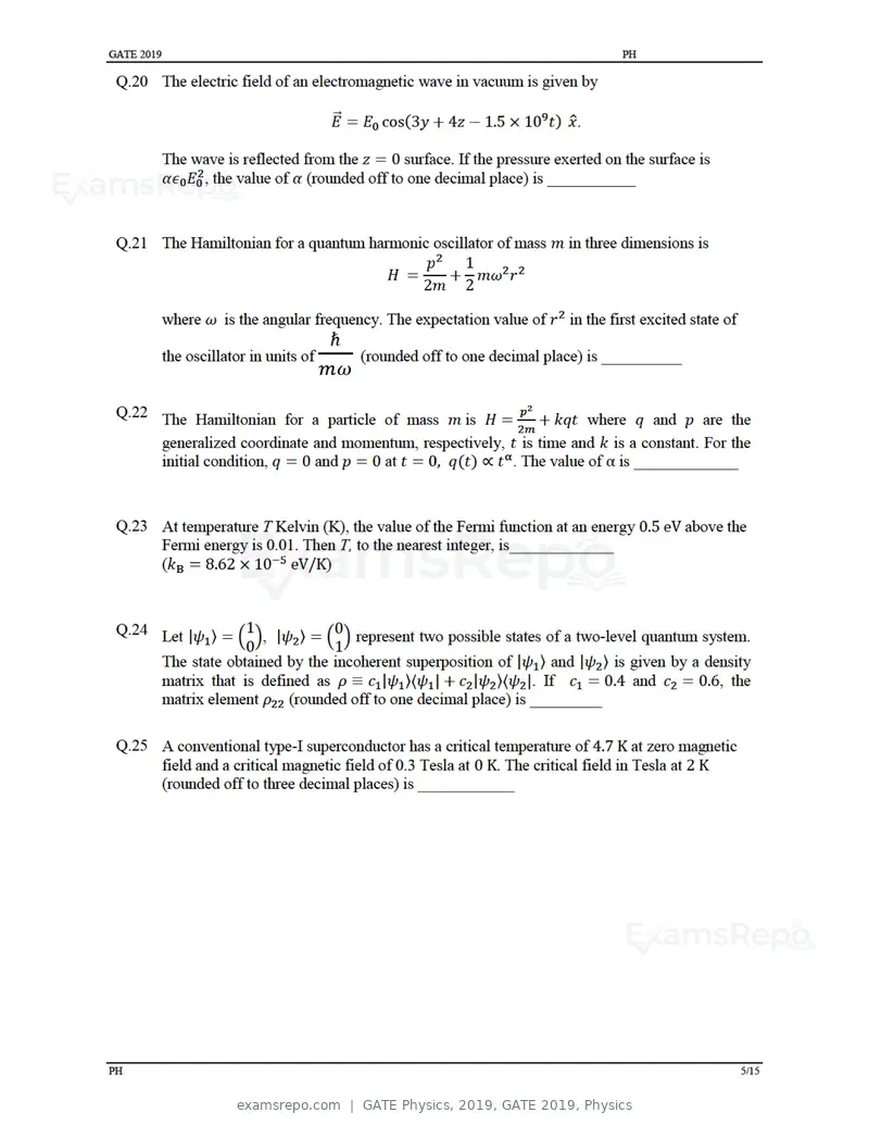 GATE Physics 2019 question paper, GATE 2019, Physics, page 8 of 21
