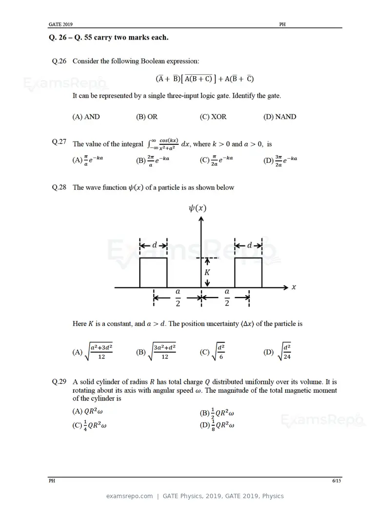 GATE Physics 2019 question paper, GATE 2019, Physics, page 9 of 21