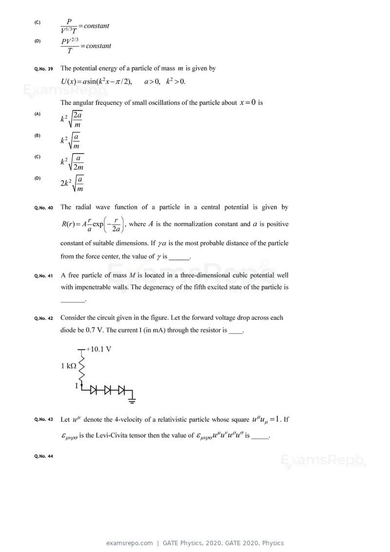 GATE Physics 2020 question paper, GATE 2020, Physics, page 13 of 17
