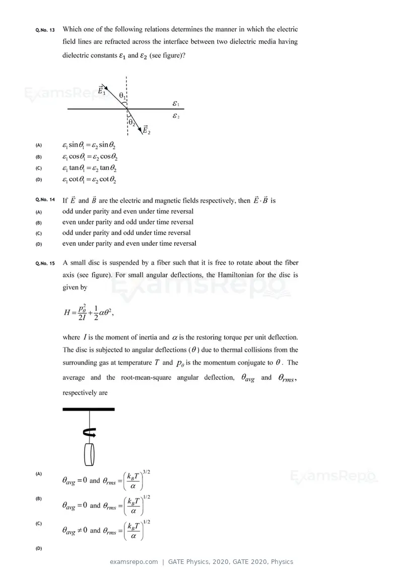 GATE Physics 2020 question paper, GATE 2020, Physics, page 6 of 17