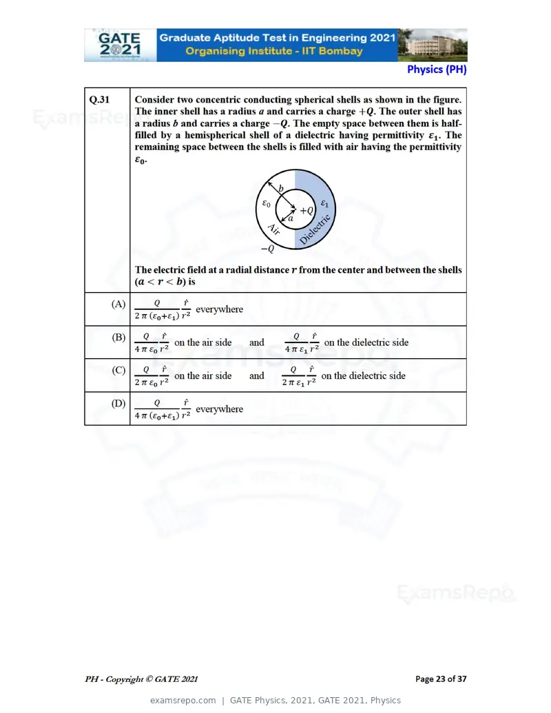 GATE Physics 2021 question paper, GATE 2021, Physics, page 23 of 40