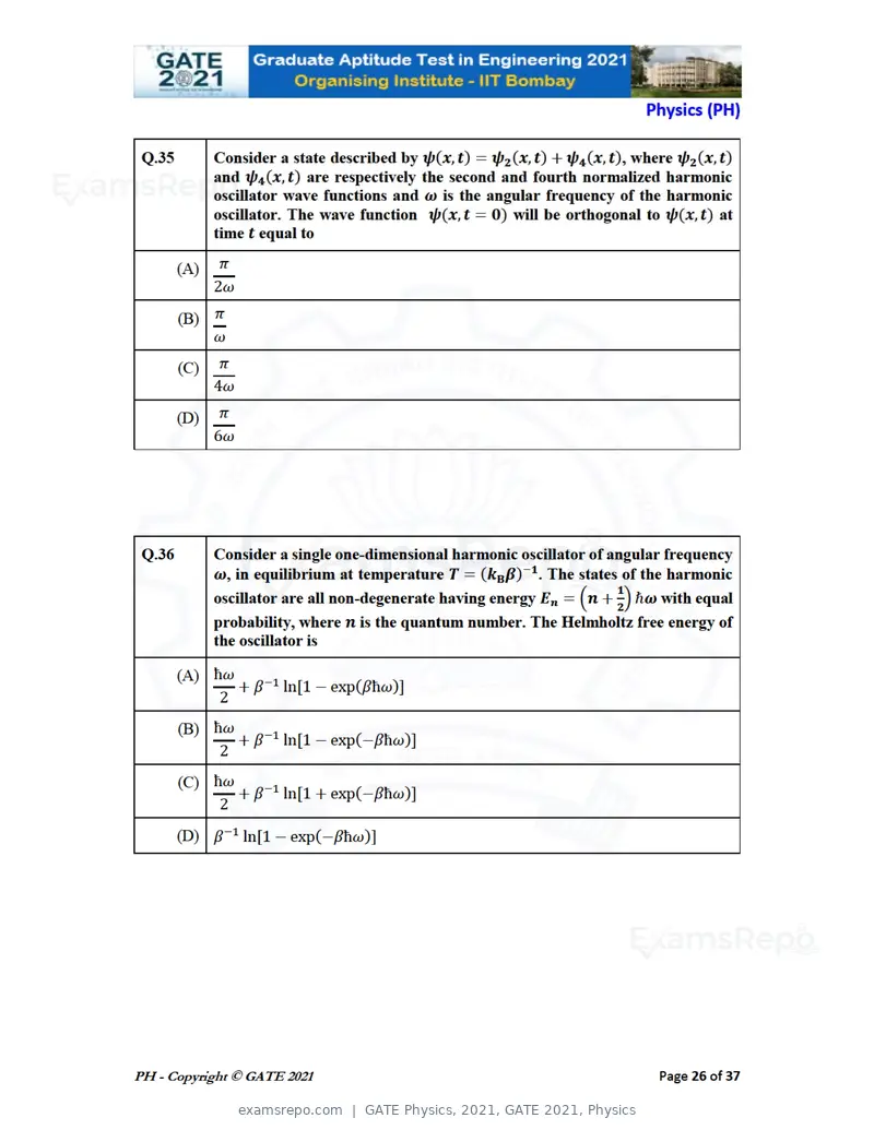 GATE Physics 2021 question paper, GATE 2021, Physics, page 26 of 40