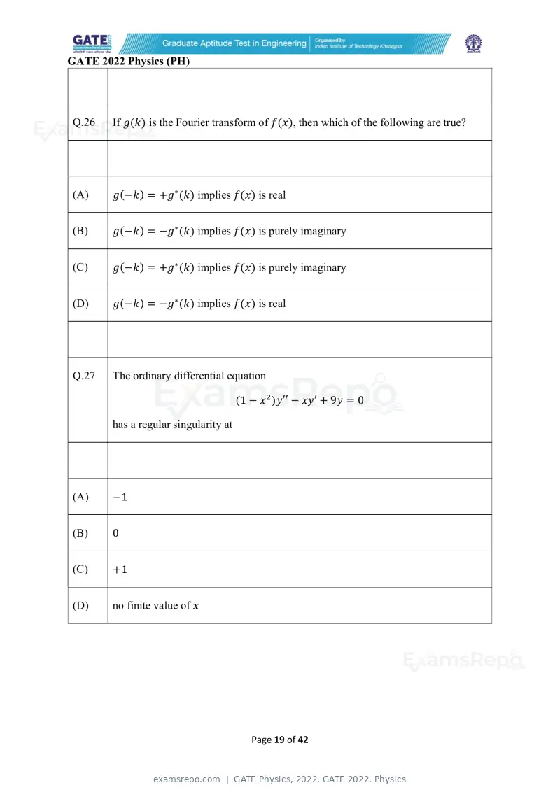 GATE Physics 2022 question paper, GATE 2022, Physics, page 19 of 44
