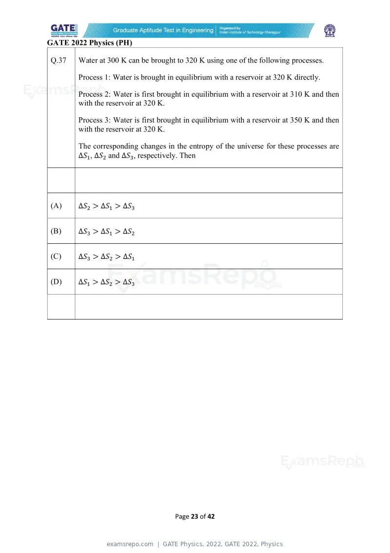 GATE Physics 2022 question paper, GATE 2022, Physics, page 23 of 44