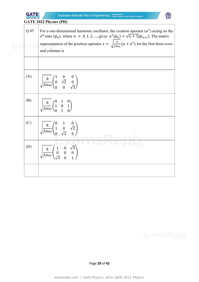 GATE Physics 2022 question paper, GATE 2022, Physics, page 29 of 44