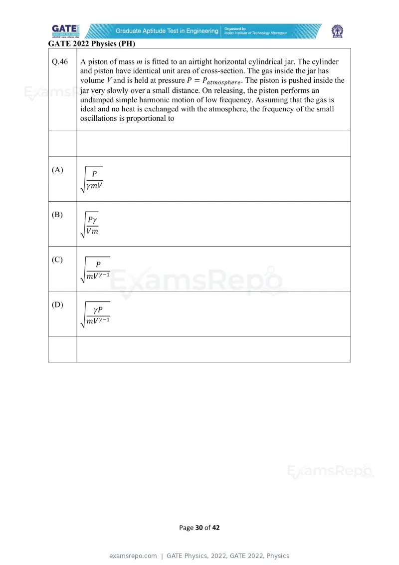 GATE Physics 2022 question paper, GATE 2022, Physics, page 30 of 44