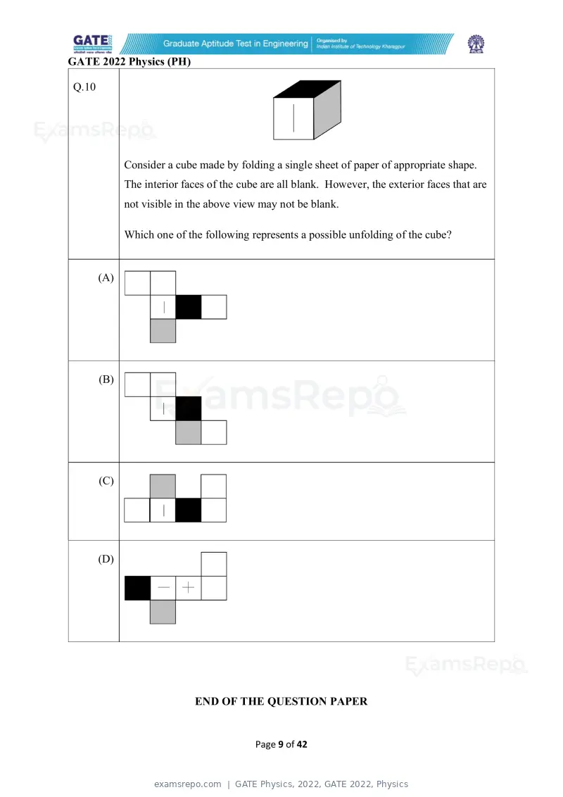 GATE Physics 2022 question paper, GATE 2022, Physics, page 9 of 44