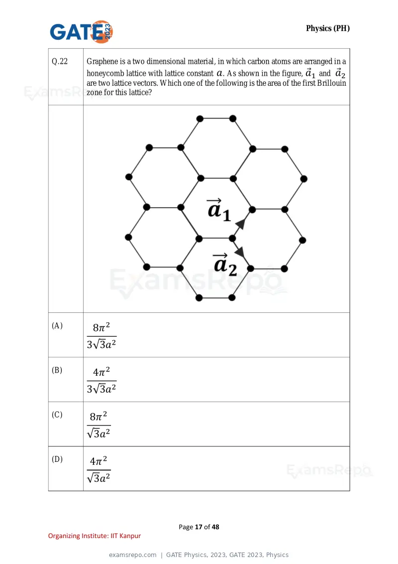 GATE Physics 2023 question paper, GATE 2023, Physics, page 17 of 48