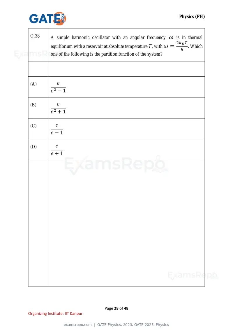 GATE Physics 2023 question paper, GATE 2023, Physics, page 28 of 48