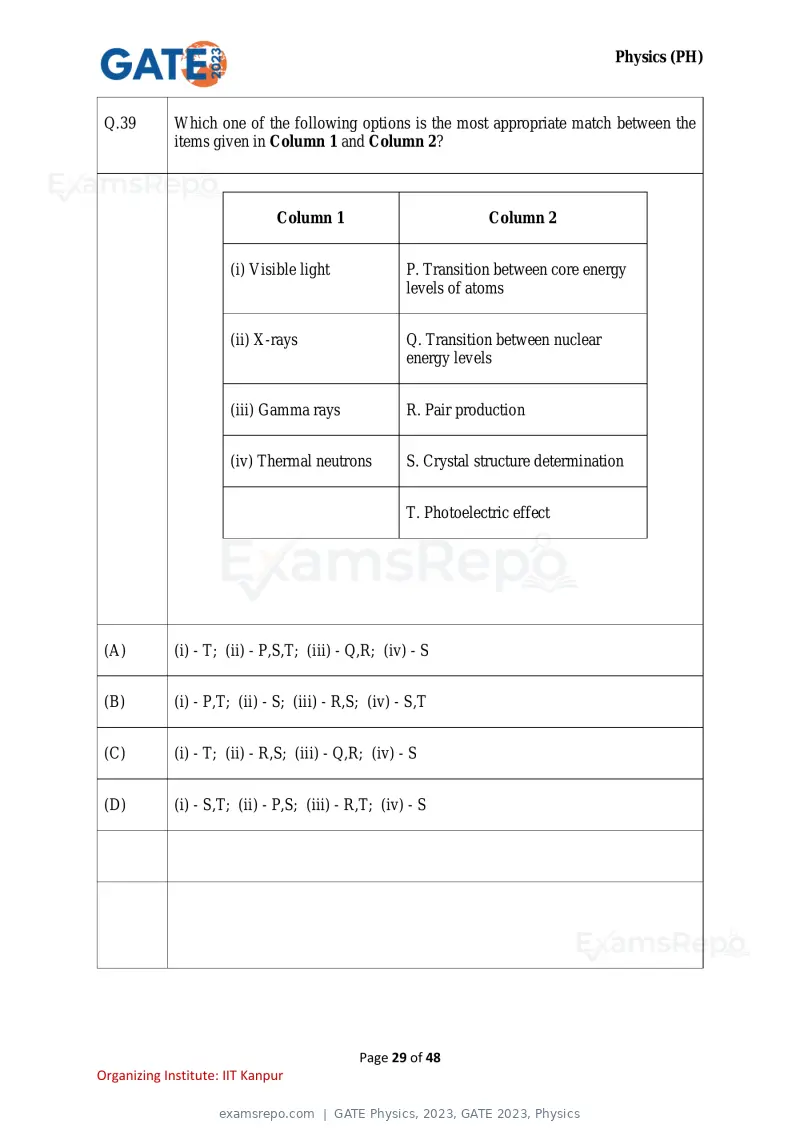 GATE Physics 2023 question paper, GATE 2023, Physics, page 29 of 48
