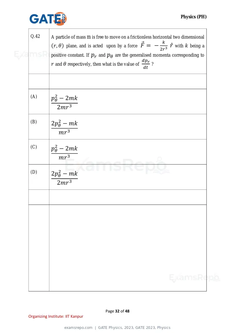 GATE Physics 2023 question paper, GATE 2023, Physics, page 32 of 48