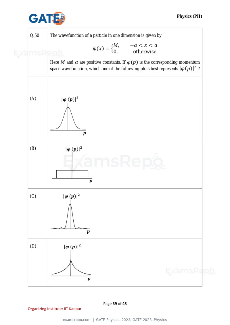 GATE Physics 2023 question paper, GATE 2023, Physics, page 39 of 48