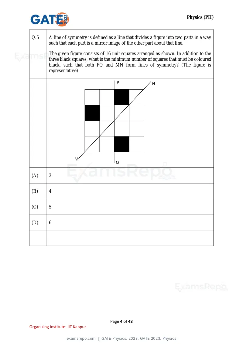 GATE Physics 2023 question paper, GATE 2023, Physics, page 4 of 48