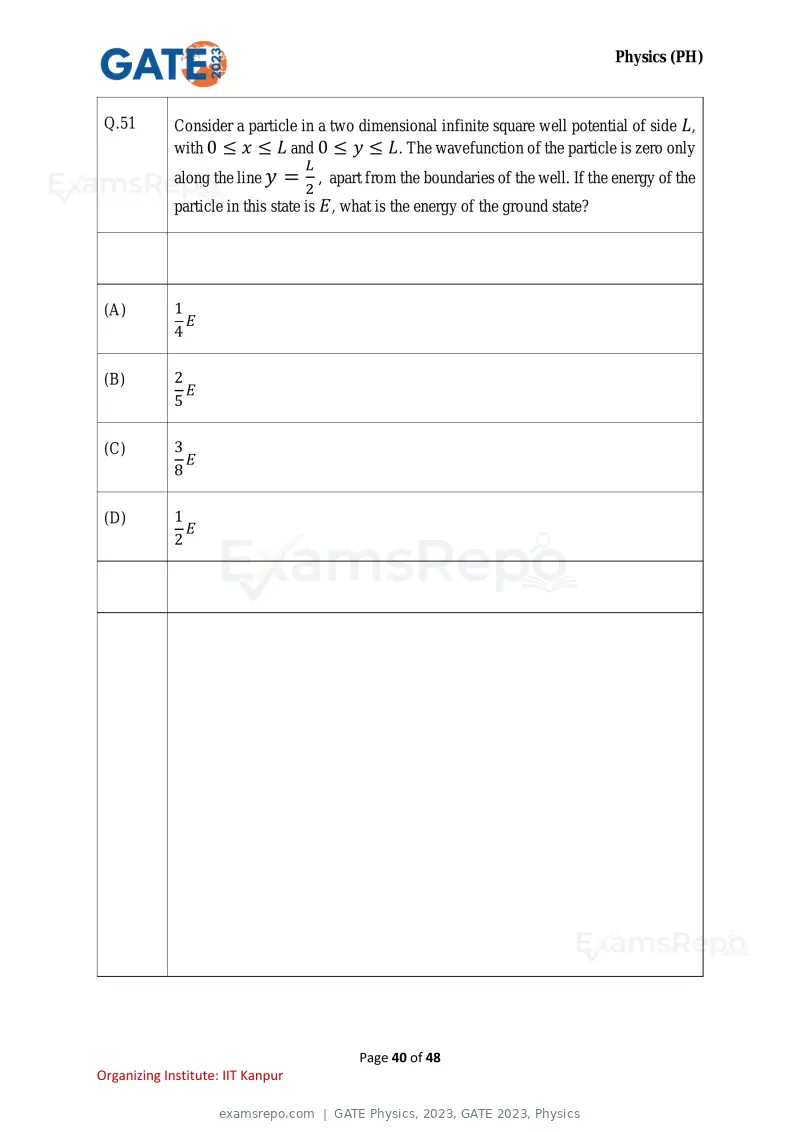 GATE Physics 2023 question paper, GATE 2023, Physics, page 40 of 48