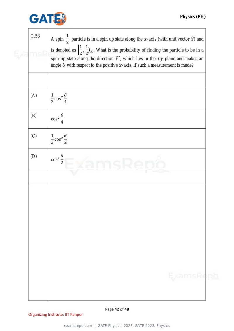 GATE Physics 2023 question paper, GATE 2023, Physics, page 42 of 48