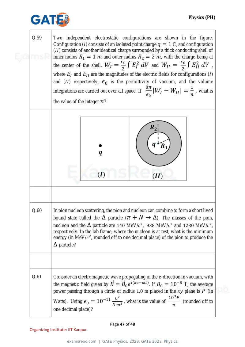 GATE Physics 2023 question paper, GATE 2023, Physics, page 47 of 48