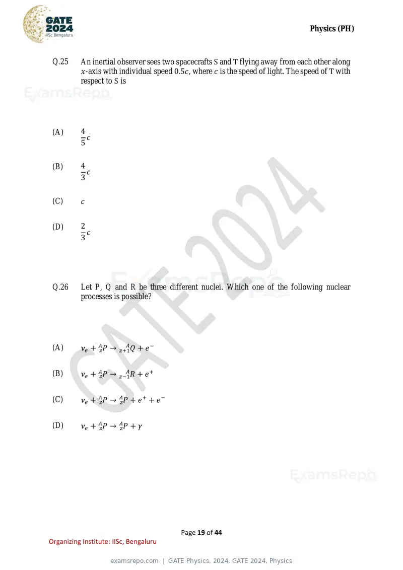 GATE Physics 2024 question paper, GATE 2024, Physics, page 19 of 44