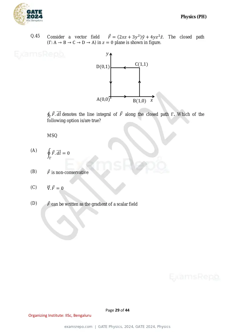 GATE Physics 2024 question paper, GATE 2024, Physics, page 29 of 44