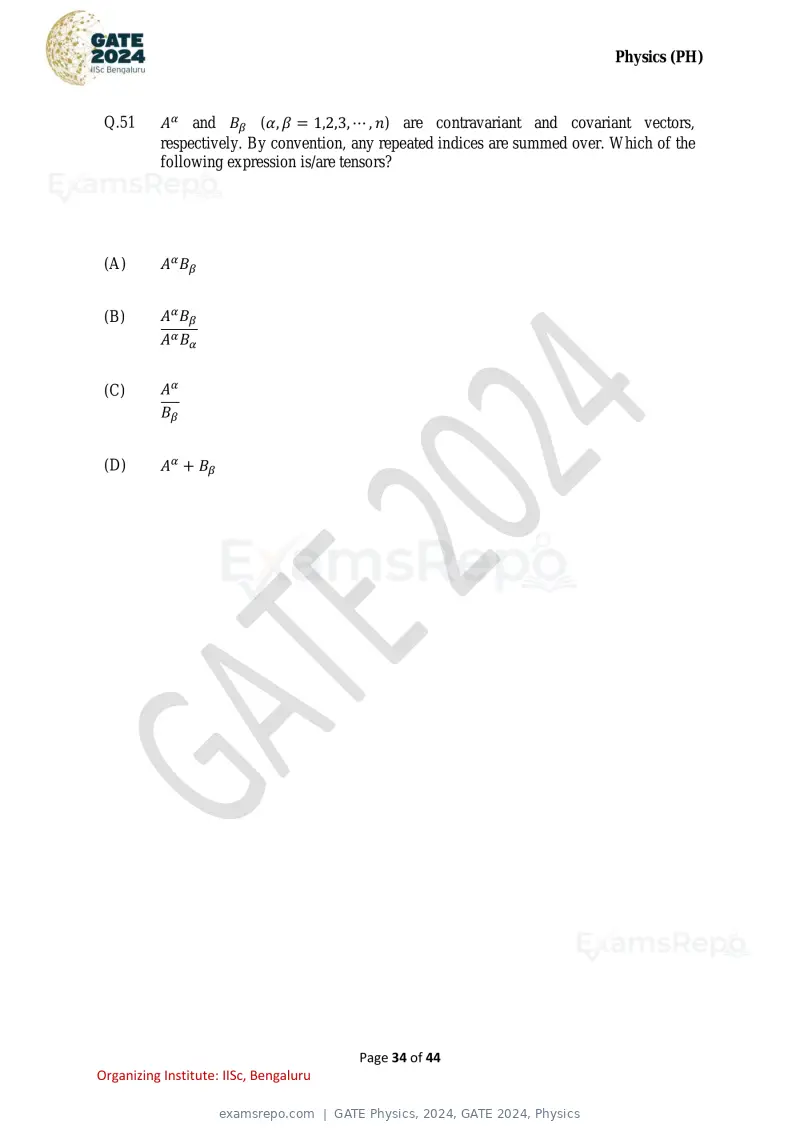 GATE Physics 2024 question paper, GATE 2024, Physics, page 34 of 44