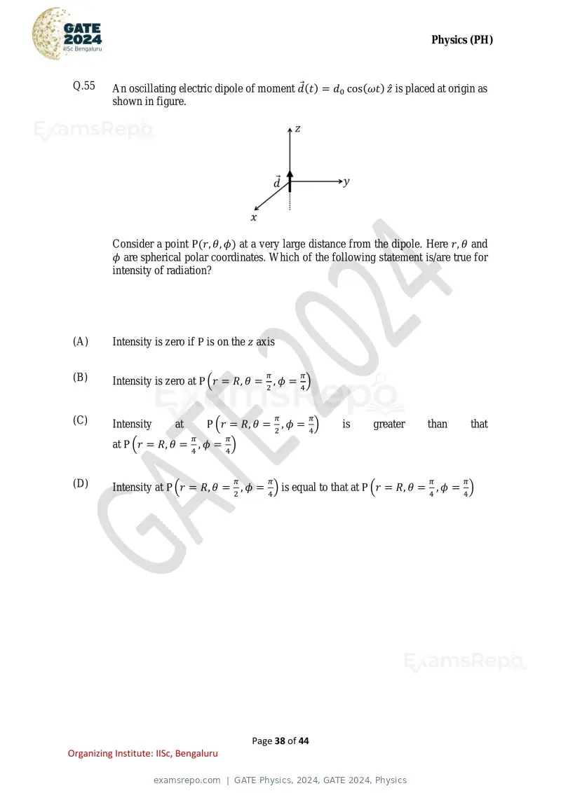 GATE Physics 2024 question paper, GATE 2024, Physics, page 38 of 44