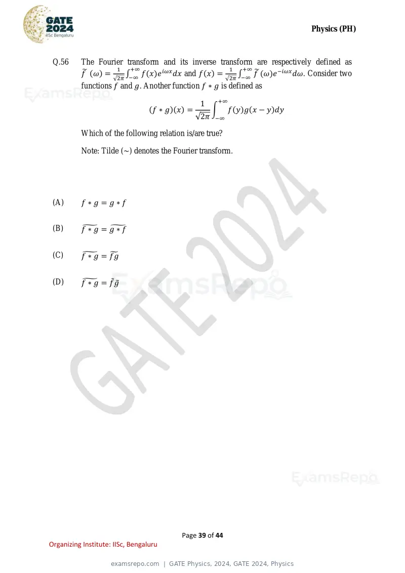 GATE Physics 2024 question paper, GATE 2024, Physics, page 39 of 44