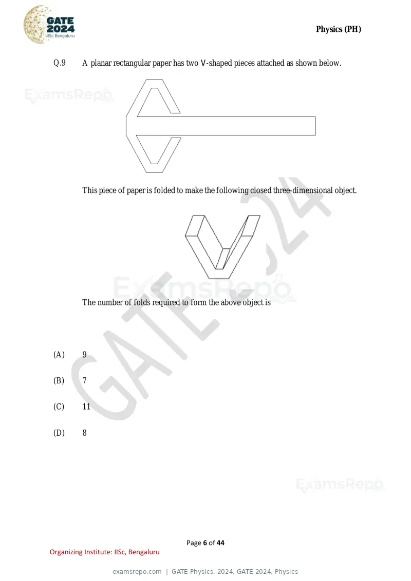 GATE Physics 2024 question paper, GATE 2024, Physics, page 6 of 44