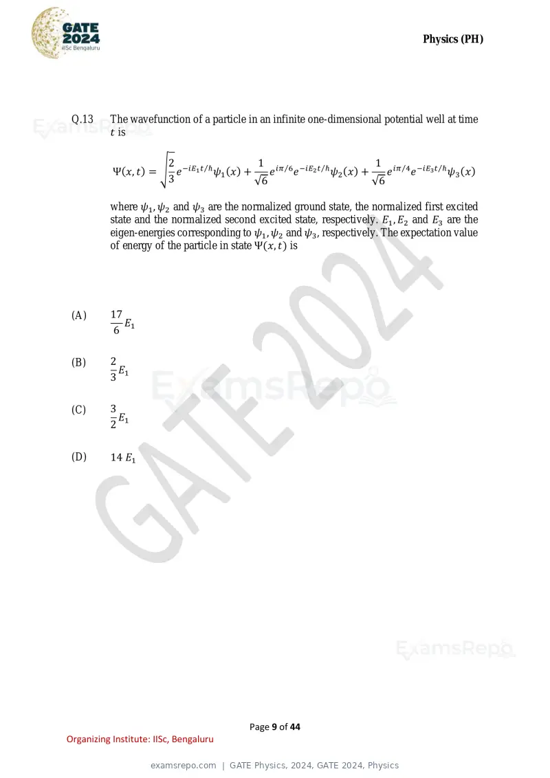 GATE Physics 2024 question paper, GATE 2024, Physics, page 9 of 44