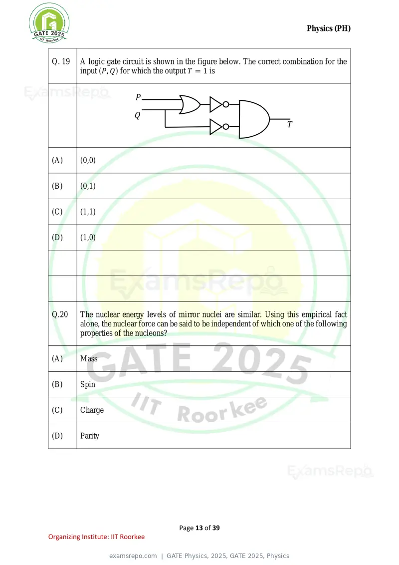 GATE Physics 2025 question paper, GATE 2025, Physics, page 13 of 39